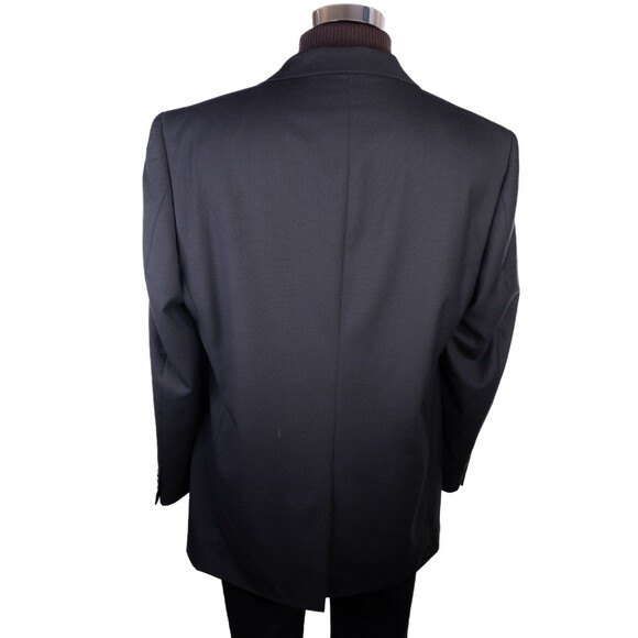 Alan Flusser Sport Coat Jacket Blazer Sz 44L Solid Black 2-Button Poly Blend EUC - Picture 8 of 14